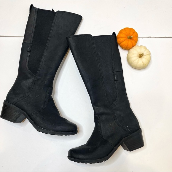 Teva Shoes - Teva Knee High Black Leather Boots Size 8